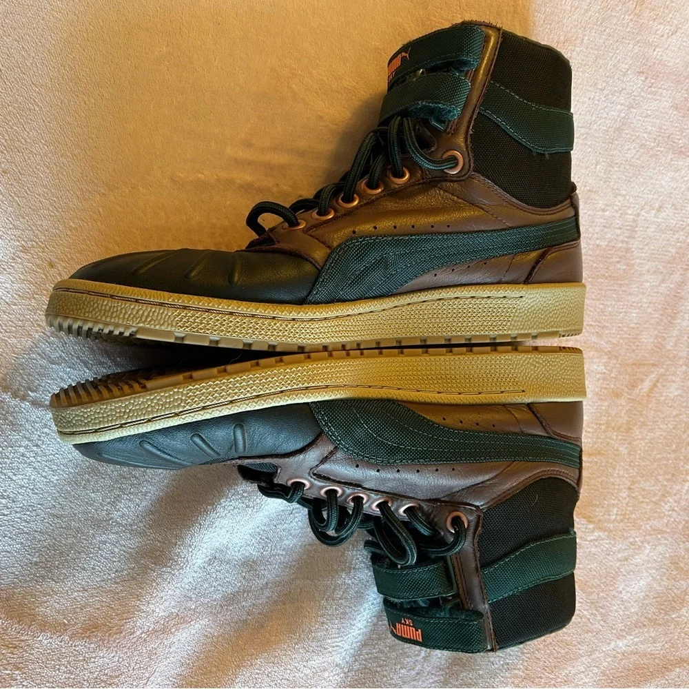 Puma Sky II High duck winter casual boots brown and green size 10.5